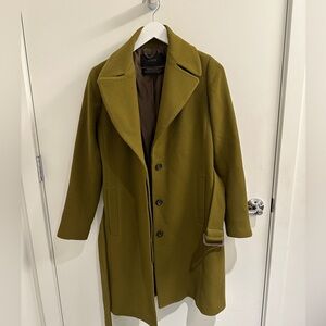 Double-cloth Belted Olive Tench Coat